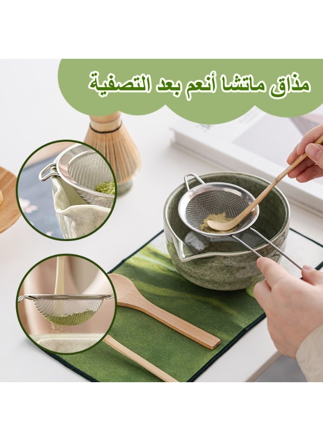 فلوكسهوم طقم شاي ماتشا من 8 قطع، مجموعة خفق الماتشا تشمل وعاء خلط مع فوهة، مضرب بامبو مع حامل، مغرفة وملعقة ماتشا من الخيزران لعشّاق شاي الماتشا (أخضر) - Image 3